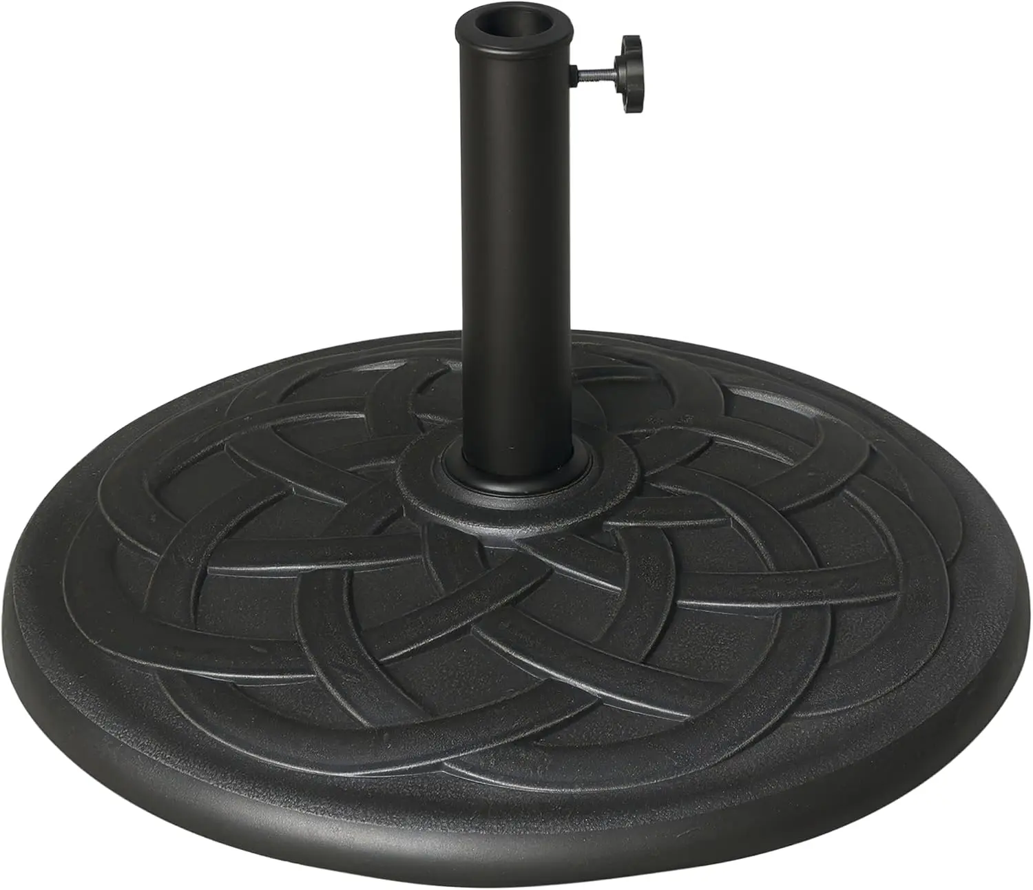 Crestholm 22" 42 lbs Resin-Concrete Umbrella Base, Lotus Flower Pattern Bronze Finish, No Fill Needed, Hand-Turn Knob, Fits 1.5" & 1.89" Poles for Lawn, Deck, Garden, Poolside