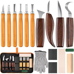 26 IN 1 Wood Carving Tools Kit for Beginners, Complete Woodworking Tools Set Including 4 Wood and 6 Chisels, Wood Whittling Starter Kit for Woodworking DIY Hobby Projects