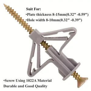10/25/50Sets Hollow-Wall Anchors Drywall Anchor kit with Screws, Self-Drilling Hollow Wall Anchor, 50sets Grey Butterfly Hollow Wall Anchors Expansion Tube Pipe, Self Drilling with Zinc Plated Screws for Gypsum Board Fastener Hanging Items on Drywall