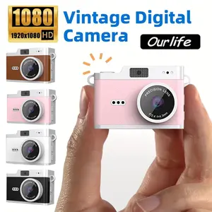 Retro Mini Camera, Beginner Digital Camera, Mini Digital Portable Camera Equipped with a 0.96-Inch IPS Screen And an LED Fill Light, for Vlogging, Travel, Daily Life - Birthday Holiday Present for Young Creators & Fashion Enthusiasts