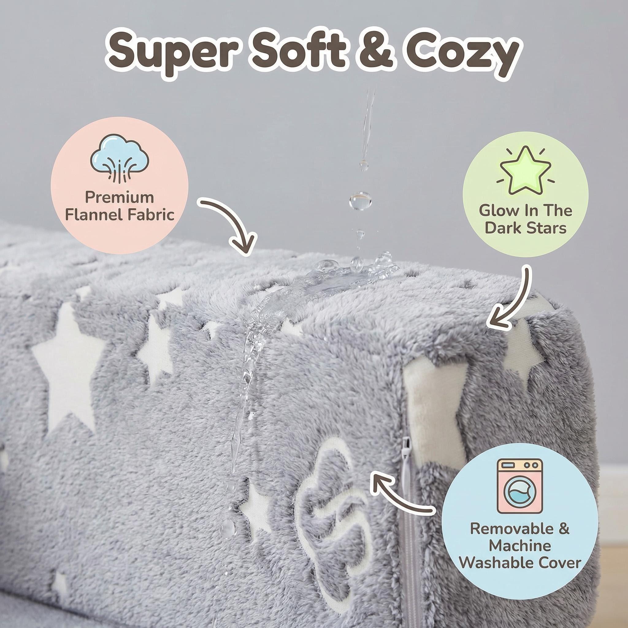 3-in-1 Kids Play Couch for Toddler, Imaginative Dark Gray Star
