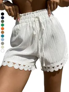 Women’s casual lace high-waisted shorts—lightweight and breathable for summer; a must-have for beach and pool vacations; can be worn over other garments.