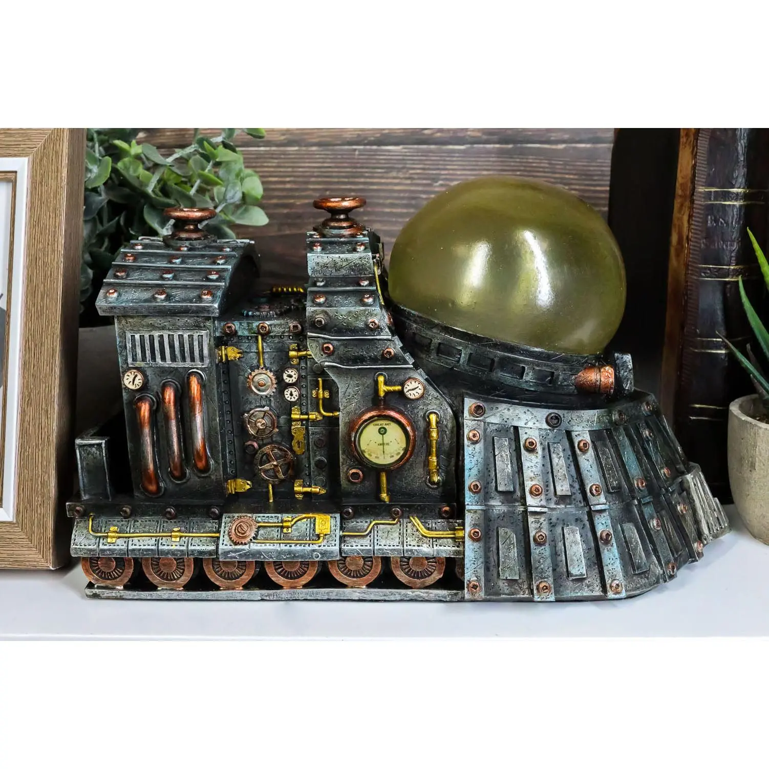 Ebros Vintage Design Ironstar Steampunk Locomotive Engine Train Statue with Multi Color LED Night Light 9.5" Long Science Fiction Tunnel Exploration Trains Cargo Transportation Decor Sculpture
