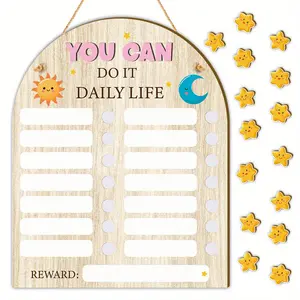 1pc Wooden Reward Chart Board Decorative Sign with Detachable Accessories, Chore Reward Good Behavior Training Tracker Responsibility Chart Behavior Goals