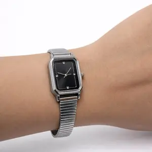 Silver Square Belle Watch - Adjustable Fit for All Wrist Sizes, Versatile Everyday Wear, Elegant silver Finish, Ideal for Work School & Errands