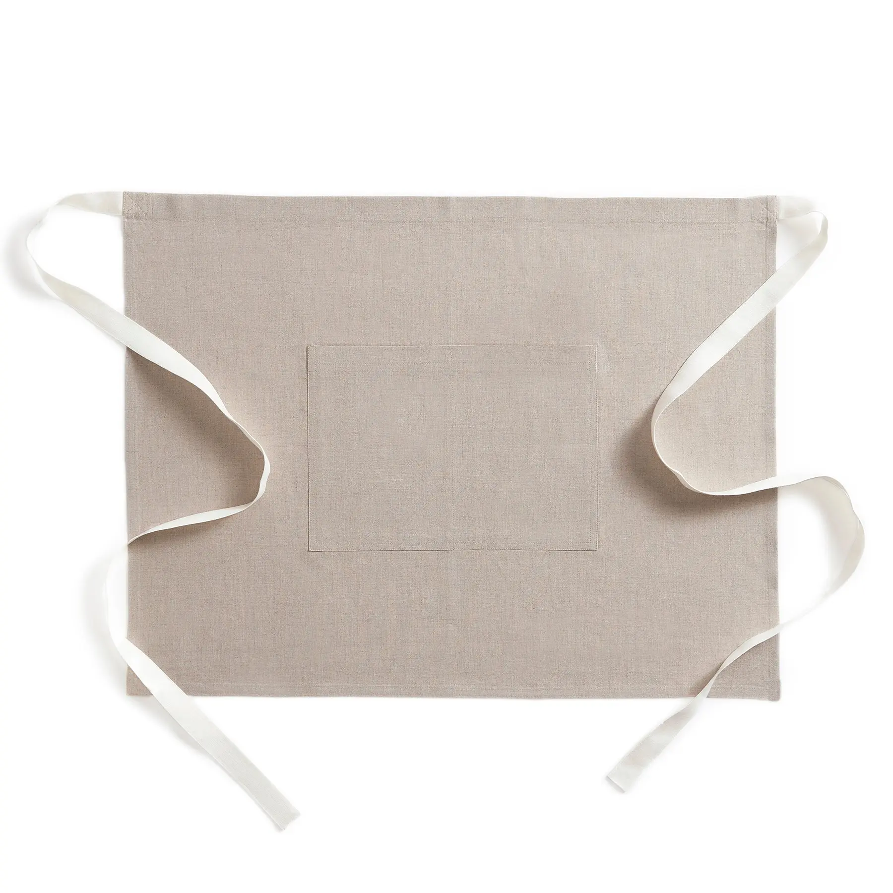 Solino Home Linen Bistro Apron - Aprons with Pockets, White Ribbons, Cut-Out Pocket, Linen Aprons
