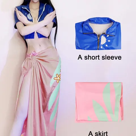 Nico Robin Cosplay Costume Outfit - Anime Uniform Dress Set for Parties & Conventions, Polyester Uniform Cloth, Soft Comfortable Fabric, Asia Size (Recommend 1-2 Sizes Larger), Short Top & Skirt