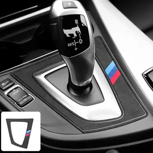 Compatible with Alcantara for BMW F30 F32 F31 F33 F36 3 Series Car Gear Shift Knob Panel Cover Interior Trim Sticker (Black)