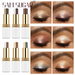 Sam Sugar Dual Color Eyeshadow Stick, Long-Lasting Waterproof Radiant Glitter Highlighter, Perfect for Stage, Party, Holiday Occasions