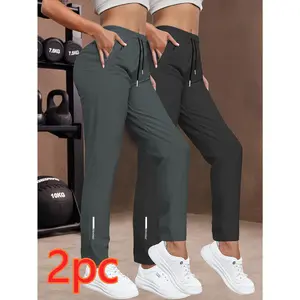 A Two-Piece Women'S Sportswear Set Has Arrived, Featuring a Stylish Solid Color And Minimalist Design, Perfect for Fitness And Running