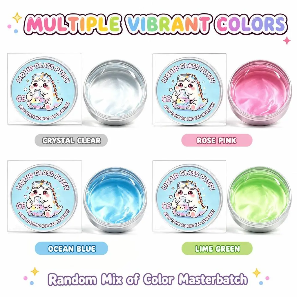 4pcs Non-Newtonian Fluid Stress Relief Putty - Office Sensory Mud Anxiety Help, Glossy Thick Non-Sticky Slime Focus Aid, Fun Gadgets Coworker Gag Gift (Office Stationery & Supplies)