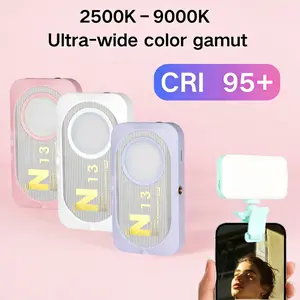 Front & Rear Dual LED Phone Ring Light, 12 Adjustable Modes (Warm/Natural/Cool), Rechargeable with 360° Adjustable Shooting Angle, Clip Included - White/Pink/Purple