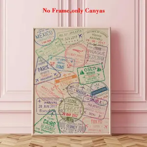 Vintage City Canvas Print Wall Art, Fashion Poster, Passport Stamp Design, Living Room & Bedroom Decor, Perfect Gift for Friends