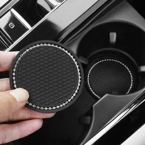 Rhinestone Decor Car Cup Holder Mat Tray, Anti-Slip Car Interior Accessory, Unisex Autumn Gift, Birthday Present, Men's Car Accessories, Car Accessories Women