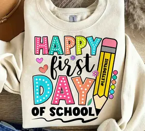 Happy First Day Of School Png,teacher Pencil Png, Teacher Gift, Teacher Appreciation Gift, First Day Of School Svg, Hello School Shirt