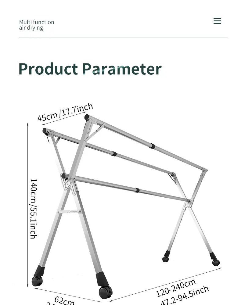 Drying rack dimension diagram
