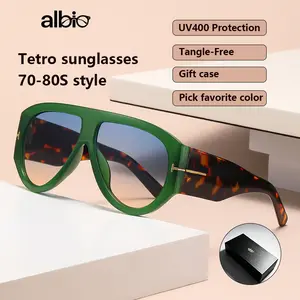 2026 New Retro Oversized 70-80s Style Aviator Sunglasses - Unisex Full Rim Thick Frame, UV400 Anti-Ultraviolet Dark-Lensed Fashion Black Men's Sunglasses, Ideal Gift, Anti-Ultraviolet Men's Sunglasses