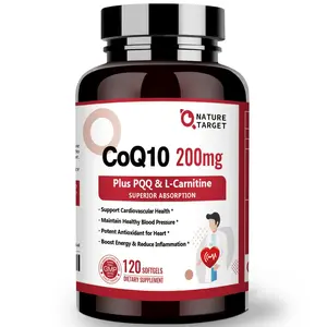 Nature Target CoQ10 200mg with PQQ L-Carnitine & Omega-3s, High Absorption Coenzyme-Q10 with BioPerine