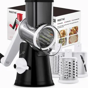 Rotary Cheese Grater, 3 in 1 Cheese Shredder Grater Rotary with Handle, Vegetable Mandoline Slicer Shredder for Vegetable, Cheese, Nut