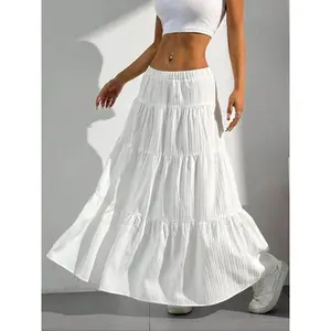 Women's Solid Color Bubble Skirt Casual Fashion Long Skirt for Daily Wear Ladies Bottoms for All Seasons Skirtswomen