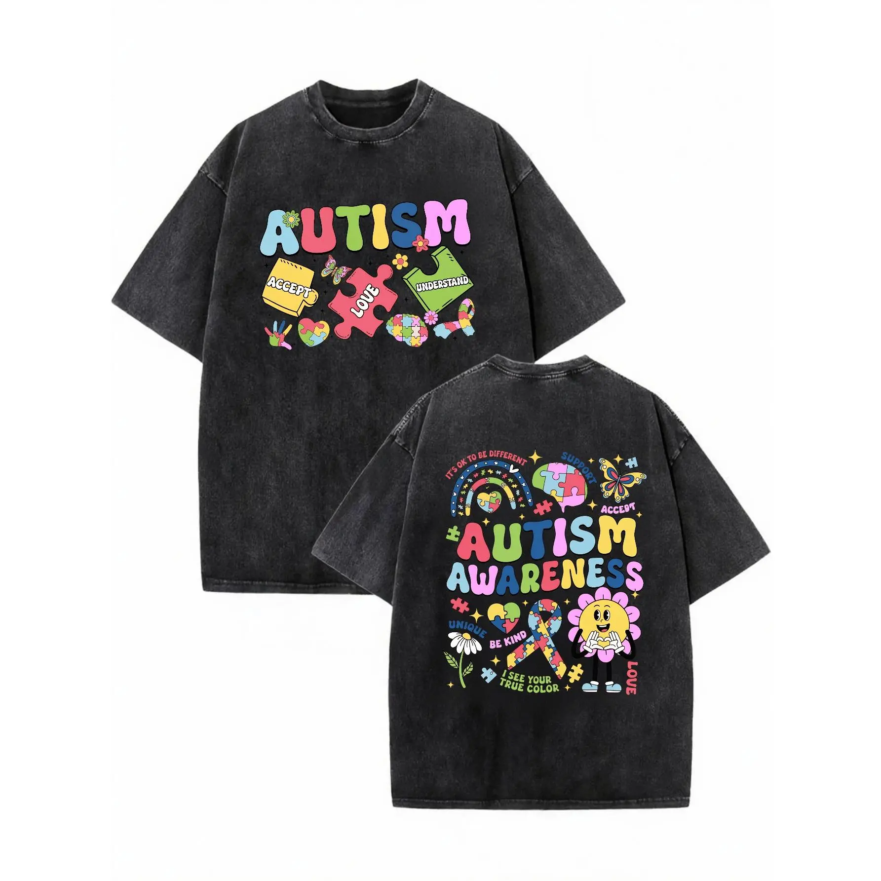 Autism Awareness T-Shirt, 2-Side Print, ADHD Autism Shirt, Neurodiversity Tee, Be Kind Shirt, Autism Puzzle Piece Tee, Unique Tee