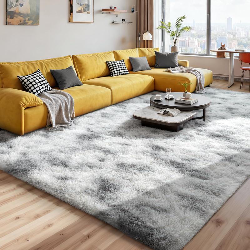 XEXSIN Soft Fluffy Large Modern Area Rugs for Living Room Bedroom Grey Tie-dye Ultra Soft Thickened Memory Foam Indoor Rug Comfy Aesthetic Solid Minimalist Carpets for Girls Boys Nursery Dorm Home Decor