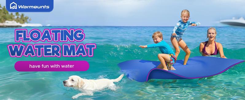 WARMOUNTS Lily Pad Floating Mat, 7/8/9/13/15.5 FT Floating Mat, 3-Layer Tear-Resistant XPE Foam Floating Water Mat with 16.4' Elastic Bungee Tethers for Lake, Pool, River, Ocean, Boat, Beach