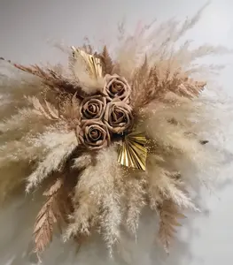 Muave and Gold glam rose pampas arrangement