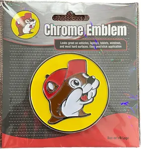 Buc-ee's Logo Chrome Emblem, 3-Inch, Yellow