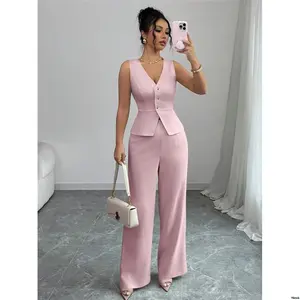 ElenzgaWomen sElegantSleevelessSuitVestAndPantsSet Business / CommuterStyle Summer