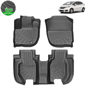 Canvcle All Weather Floor Mats for Honda Fit 2015-2021 Custom Fit Floor Liner 1st & 2nd Row Liners Black Non-Slip (Fit for Fuel)