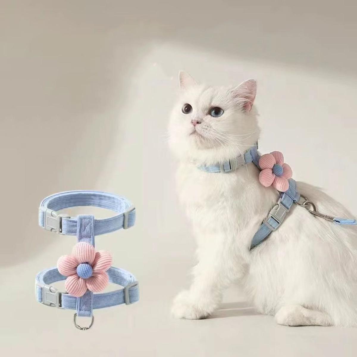 Cat Harness and Leash Sets Adjustable Dog Harness for Small Dog Leash Breashable Pet Harness Out Walking Dog Strap Cat Accessory