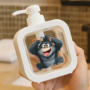 Cheerful Gorilla Pump Dispenser Bottle - Cute One-Touch Push-Pump, Refillable for Soap/Cleaning Liquid, Plastic Material, Fun Design for Bathroom & Kitchen, Perfect for Kids' Spaces