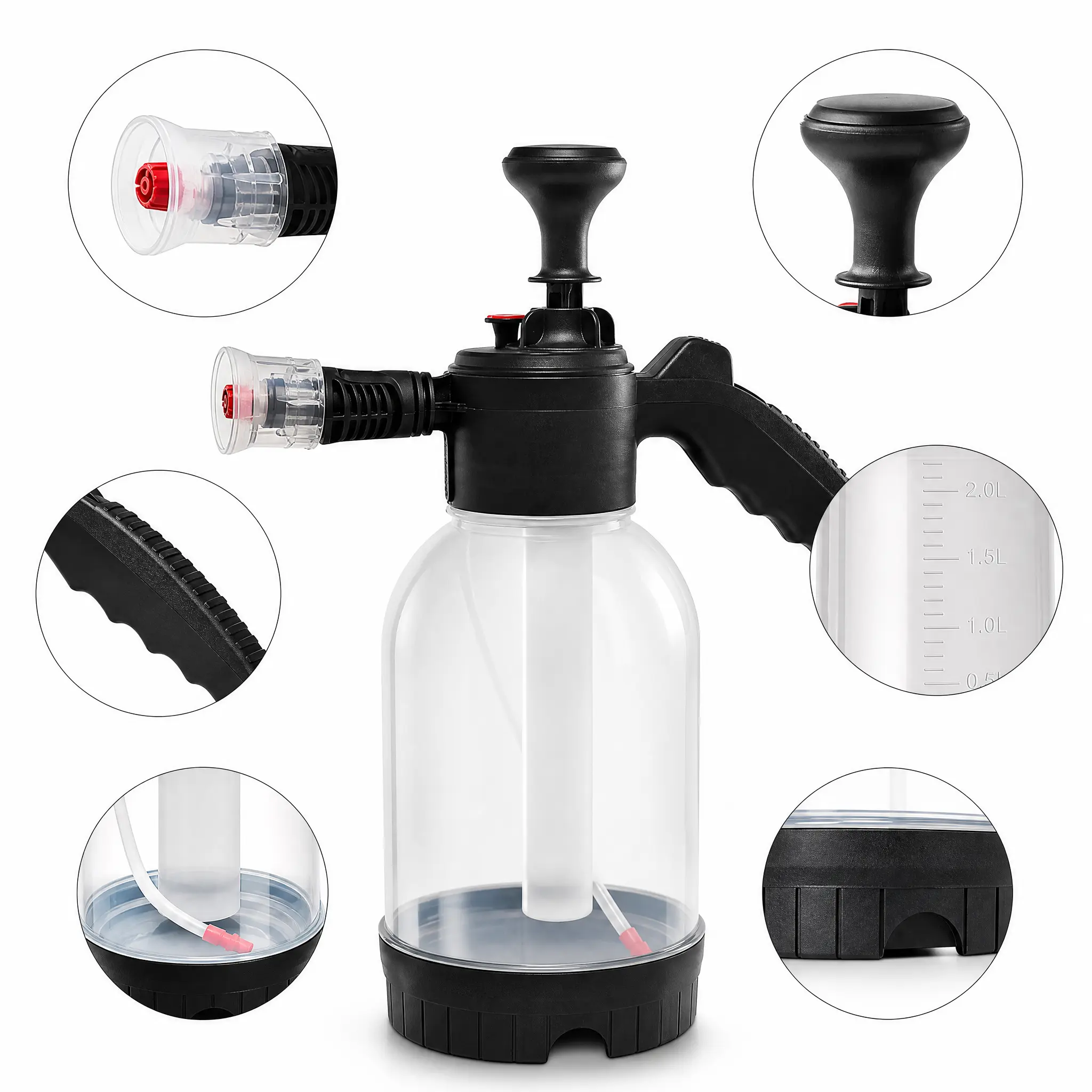 2L Pressure Sprayer Hand Pump Spray Bottle Adjustable Nozzle for Car Washing Home Cleaning Garden Watering Plant Mister