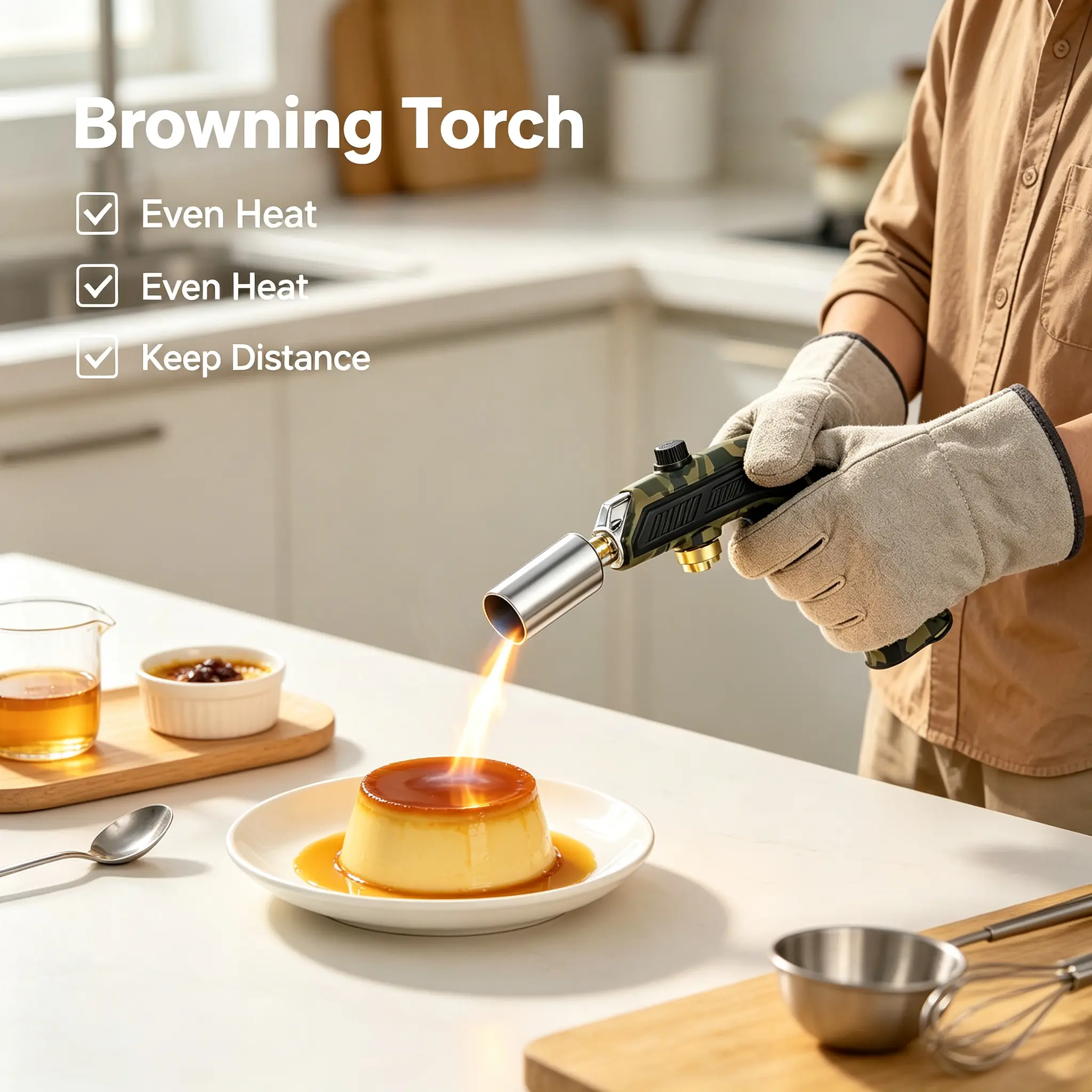 Blow Torch with Turbo Mode & Safety Lock, Charcoal Lighter for Cooking, BBQ, Searing Steak, Backyard Grill, Fuel Tank Not Included