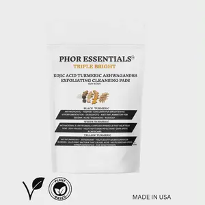 PHOR ESSENTIALS Triple Bright Turmeric Ashwagandha Cleansing Pad Smooth Clear Skin  Facial Exfoliate Brightening Pigmentation Gentle