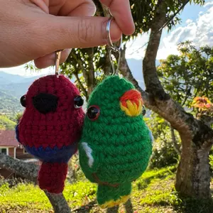 Cute Crochet Eclectus Parrot Keychain male and female