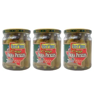 Talk O’ Texas Hot Crisp Okra Pickles 16 oz | Spicy Southern Crunch