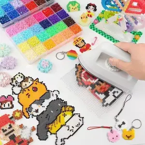 Luxury DIY Perler Beads 48 Colors Kit - 2.6mm Fuse Beads for Christmas Arts Crafts, 106 Patterns, Home School Supplies, Beaded Sequin Beading Making, Toys Set, Art Decorations
