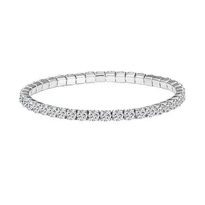 Stately Steel Stainless Steel CZ Elastic Bracelet