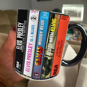 3D Embossed Accent Mug Elvis Presley Albums Cassette Retro Collection Accent Mug