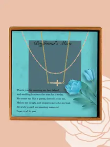 Rhinestone Decorated Cross Pendant Necklace with Gift Box & Greeting Card, Elegant Jewelry for Women, Fashion Jewelry for Party, Daily Decor, Trendy All-match & Exquisite Jewelry for Birthday Gift