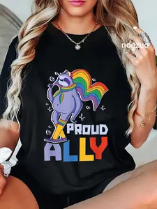 100% Cotton Unisex Proud Ally Rainbow Gay Pride Lgbtq T-Shirt