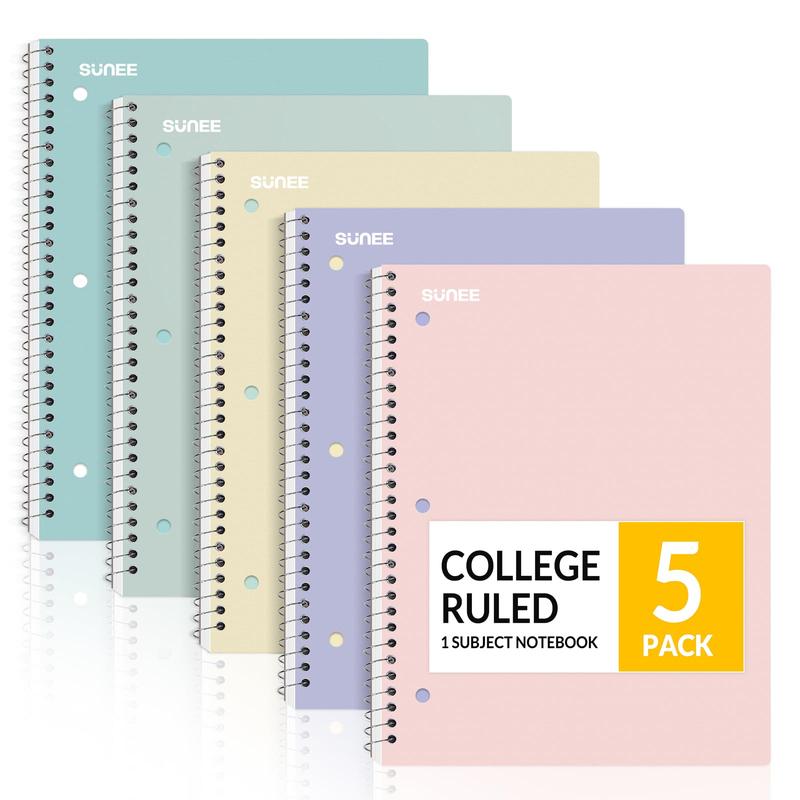 Notebook Paper Walmart Spiral Notebooks, 1-Subject, 5 Pack, College Ruled Paper, 8