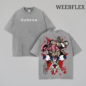 Gundam Vintage Washed Oversized T-Shirt, Heavy Cotton Mecha Anime Graphic Tee, Retro Streetwear Fashion, Unisex Otaku Core Outfit for Robot Fans