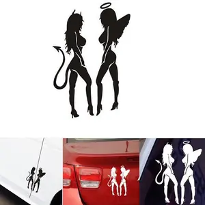 Angel and Devil Chicks Sexy Car Decal for Women - 7” Height, Different Colors Truck Sticker