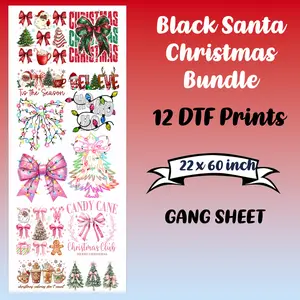 Black Santa Christmas Bundle Ready To Press DTF Transfers