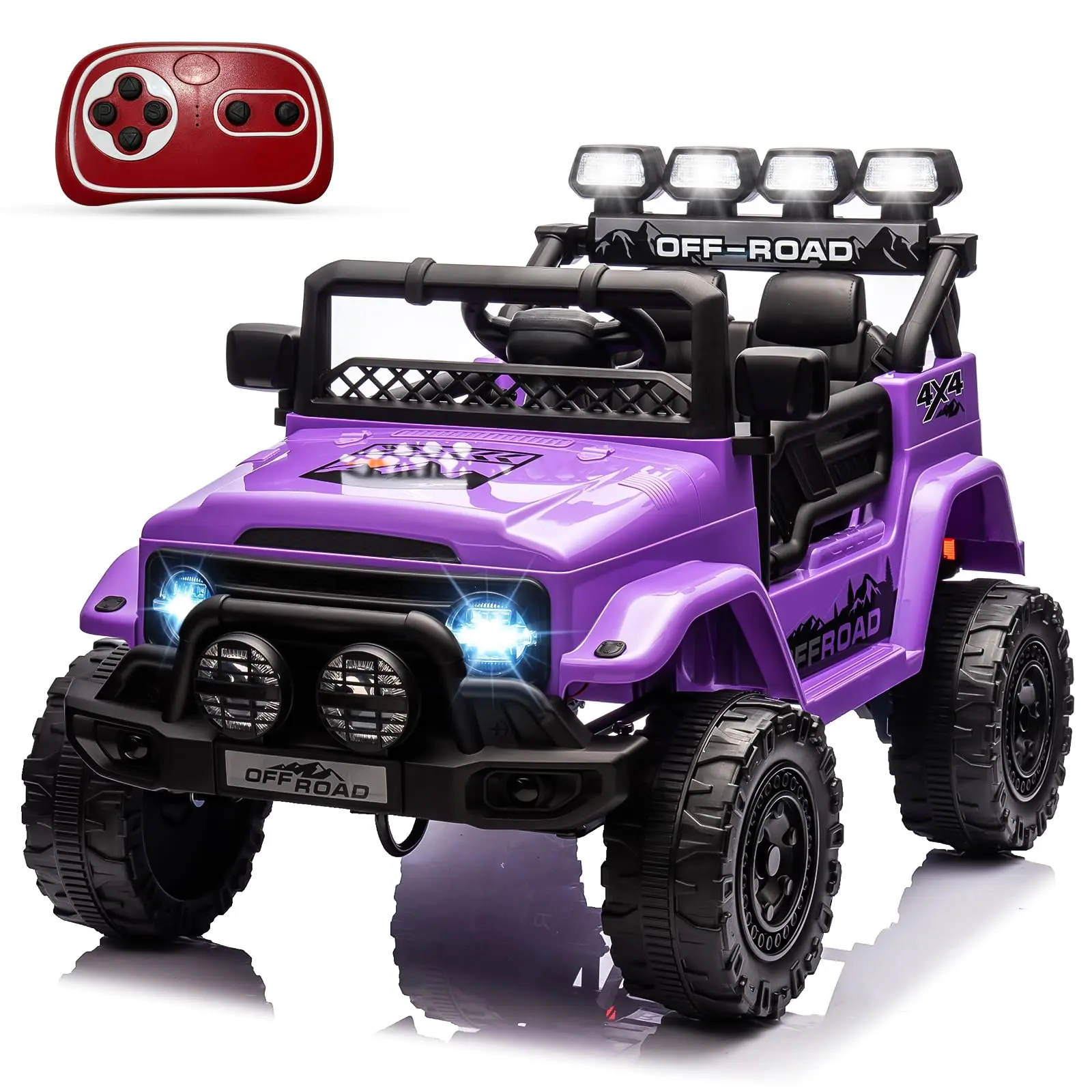 GARVEE 12V Unisex Toddler Car Electric Ride-On Truck for 3-4 Years Olds, 5MPH Max Speed, Parental Control, Steering Wheel, Foot Pedal, Robust Treaded Tires, Music Mode, Story Features, Authentic Driving Experience, Purple Kids Outdoor Toy