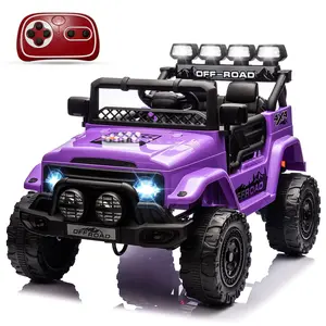 GARVEE 12V Kids Toddler Car Electric Ride-On Truck for 3-4 Years (37-96 Months) Olds, 5MPH Max Speed, Parental Control, Steering Wheel, Accelerator Pedal, Treaded Tires, Music Mode, Story Features, Authentic Driving Experience, Purple
