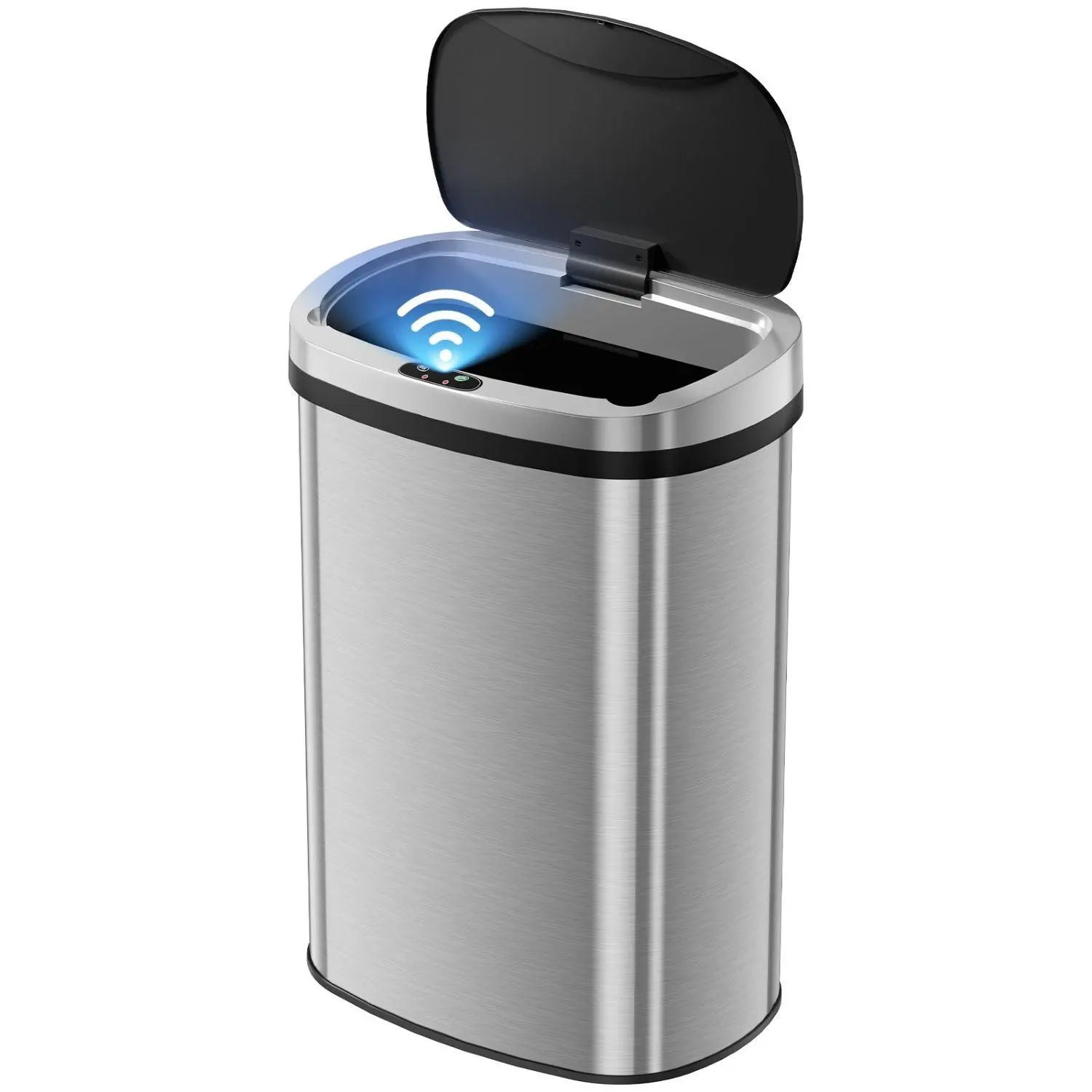 13 Gal Sensor-Activated Stainless Steel Automatic Trash Can for Home Kitchen, Under Counter Waste Bin with Odor-Blocking Lid and Non-Slip Base